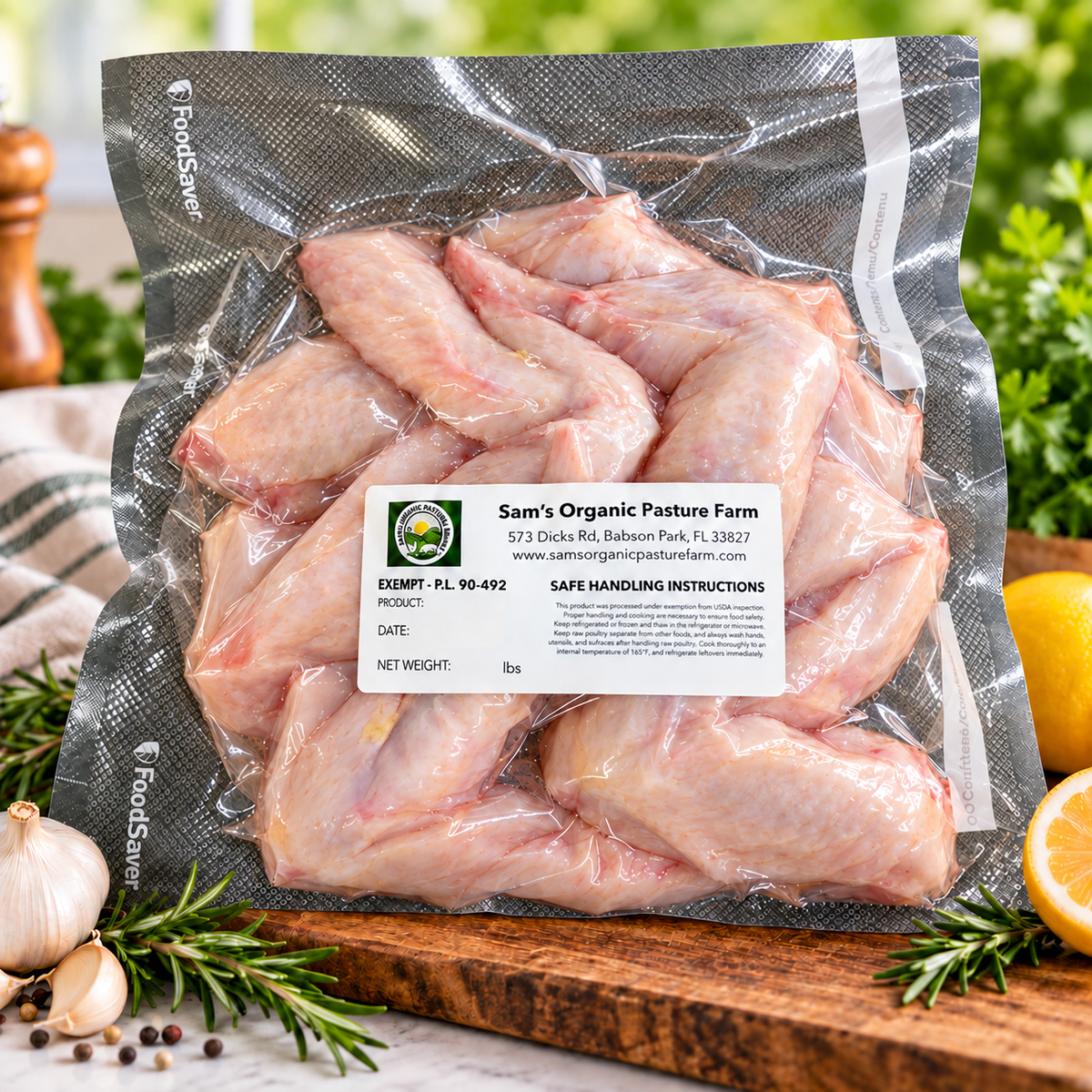 PRE-ORDER – Fresh Pasture-Raised Chicken Wings Approx. 2 lbs per Package, Soy-Free & Corn-Free, Pickup Starting November 10