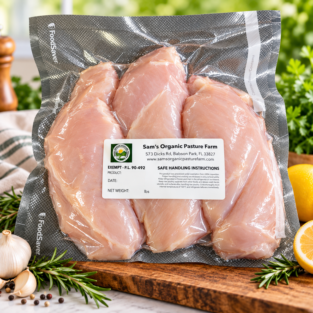 PRE-ORDER – Fresh Pasture-Raised Chicken Breasts Approx. 2 lbs per Package, Soy-Free & Corn-Free, Pickup Starting November 10